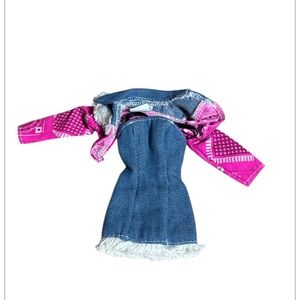 Vintage Barbie Doll Pink Bandana Denim Western Mini Dress & Bolero Jacket